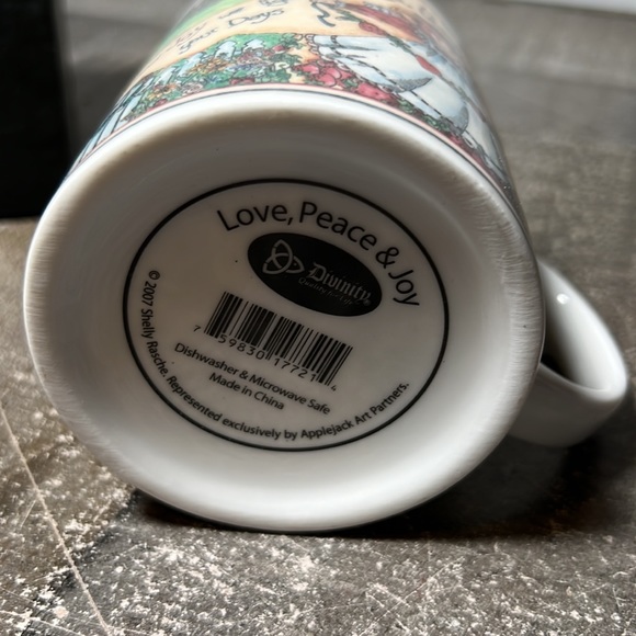 DIVINITY Love Peace & Joy Ceramic Coffee Mug Tea Cup Shelly Rasche Applejack Art - Picture 8 of 8